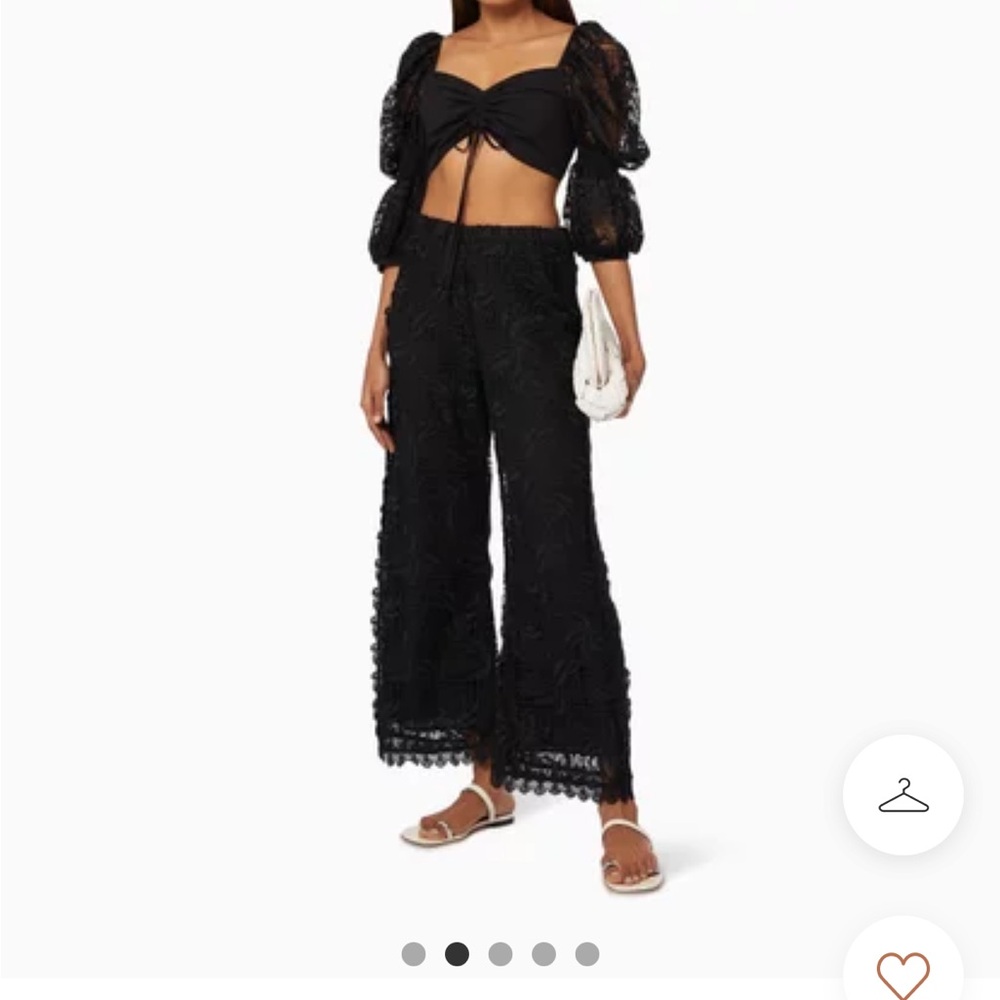 Waimari black Coquillage Pants in Embroidered Lace